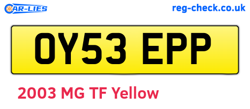 OY53EPP are the vehicle registration plates.