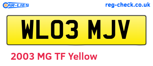 WL03MJV are the vehicle registration plates.