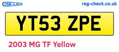 YT53ZPE are the vehicle registration plates.