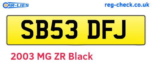 SB53DFJ are the vehicle registration plates.