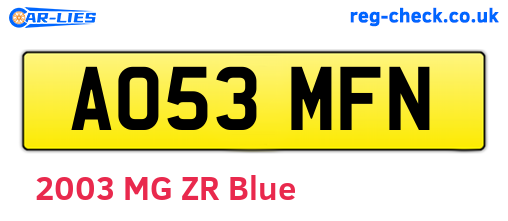 AO53MFN are the vehicle registration plates.