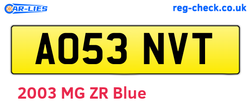 AO53NVT are the vehicle registration plates.