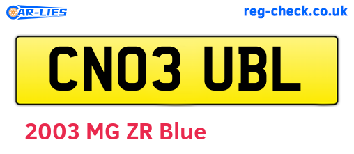 CN03UBL are the vehicle registration plates.