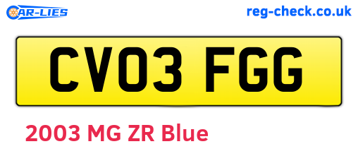 CV03FGG are the vehicle registration plates.