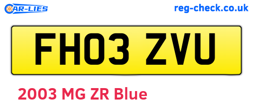 FH03ZVU are the vehicle registration plates.