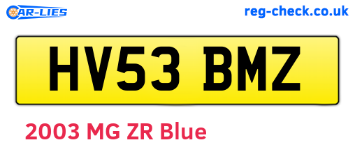 HV53BMZ are the vehicle registration plates.