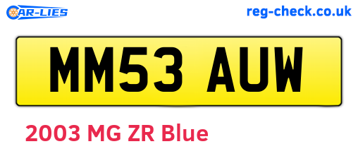 MM53AUW are the vehicle registration plates.