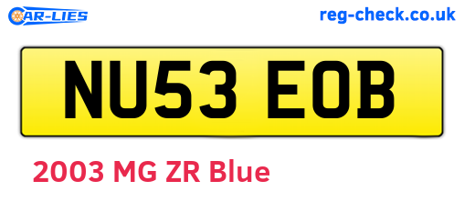 NU53EOB are the vehicle registration plates.