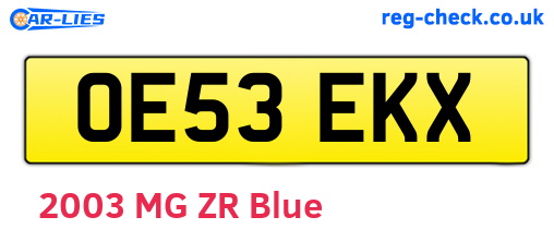 OE53EKX are the vehicle registration plates.
