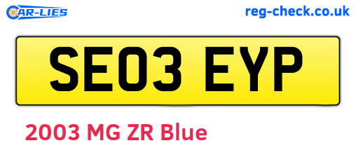 SE03EYP are the vehicle registration plates.