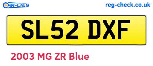 SL52DXF are the vehicle registration plates.
