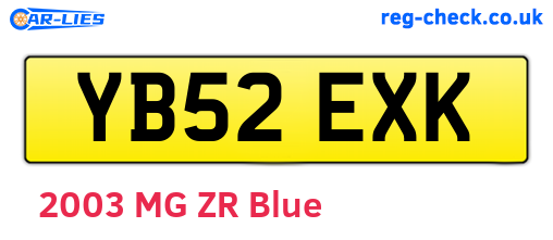 YB52EXK are the vehicle registration plates.