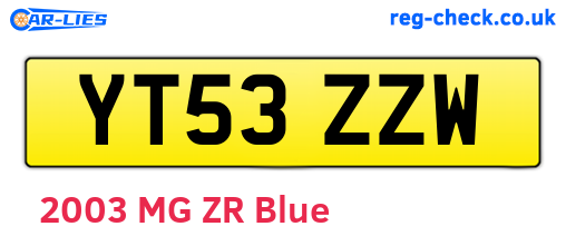 YT53ZZW are the vehicle registration plates.