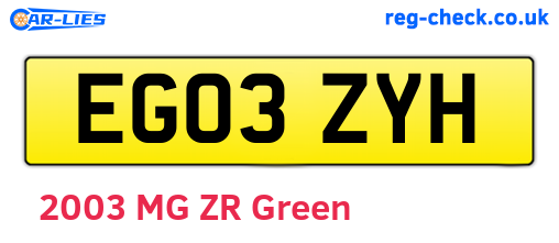 EG03ZYH are the vehicle registration plates.