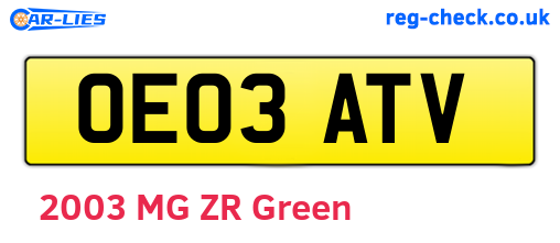 OE03ATV are the vehicle registration plates.