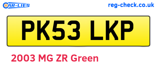 PK53LKP are the vehicle registration plates.