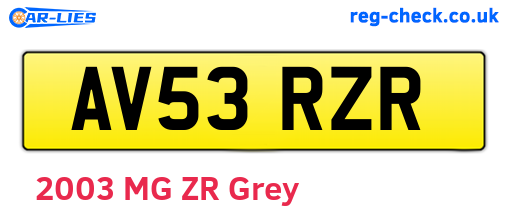 AV53RZR are the vehicle registration plates.