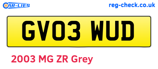 GV03WUD are the vehicle registration plates.