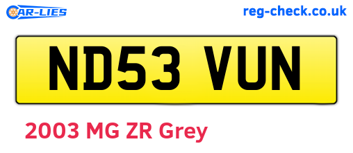 ND53VUN are the vehicle registration plates.