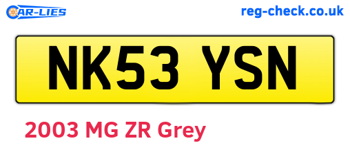 NK53YSN are the vehicle registration plates.