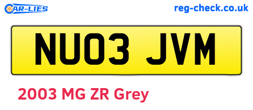 NU03JVM are the vehicle registration plates.