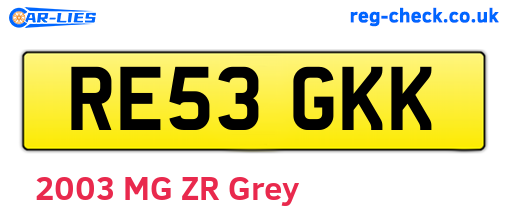 RE53GKK are the vehicle registration plates.