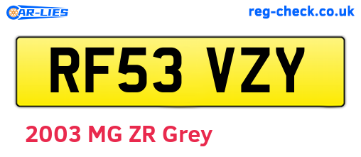 RF53VZY are the vehicle registration plates.