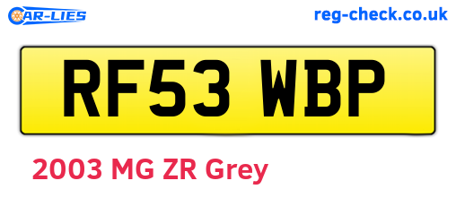 RF53WBP are the vehicle registration plates.