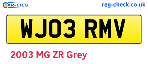 WJ03RMV are the vehicle registration plates.