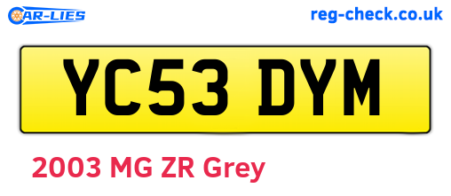 YC53DYM are the vehicle registration plates.
