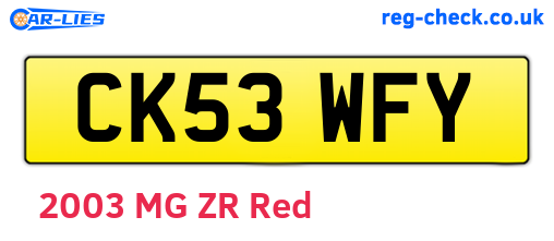 CK53WFY are the vehicle registration plates.