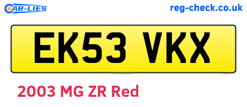 EK53VKX are the vehicle registration plates.