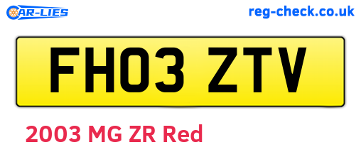 FH03ZTV are the vehicle registration plates.