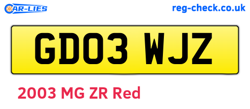 GD03WJZ are the vehicle registration plates.