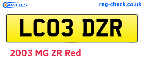 LC03DZR are the vehicle registration plates.