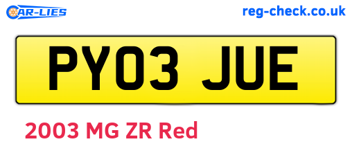 PY03JUE are the vehicle registration plates.