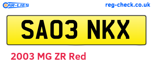 SA03NKX are the vehicle registration plates.