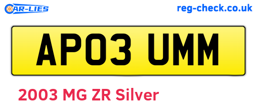 AP03UMM are the vehicle registration plates.