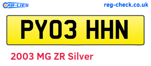 PY03HHN are the vehicle registration plates.