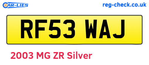 RF53WAJ are the vehicle registration plates.