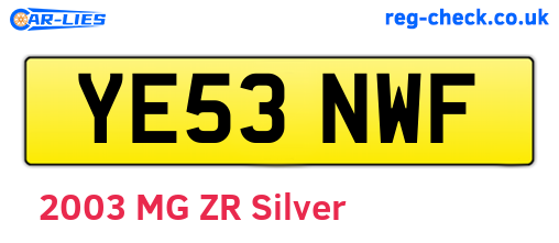 YE53NWF are the vehicle registration plates.