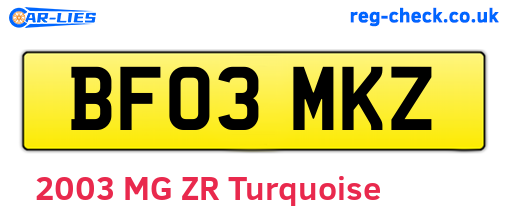 BF03MKZ are the vehicle registration plates.