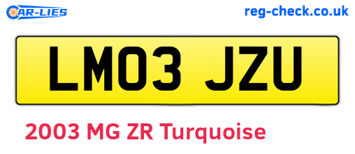 LM03JZU are the vehicle registration plates.