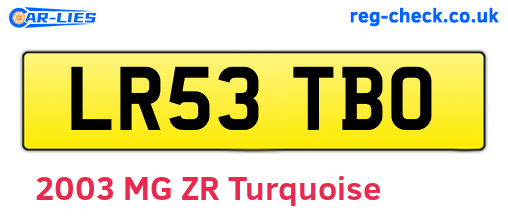 LR53TBO are the vehicle registration plates.