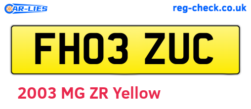 FH03ZUC are the vehicle registration plates.