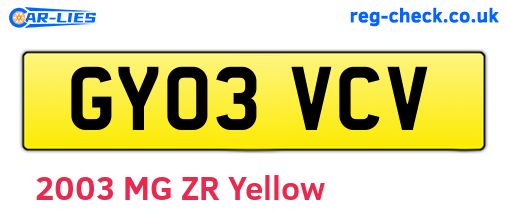 GY03VCV are the vehicle registration plates.
