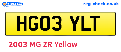 HG03YLT are the vehicle registration plates.