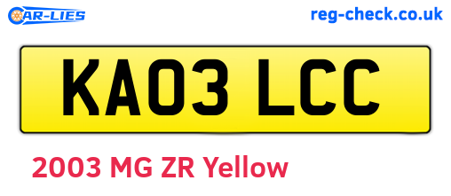 KA03LCC are the vehicle registration plates.