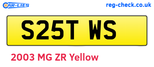 S25TWS are the vehicle registration plates.