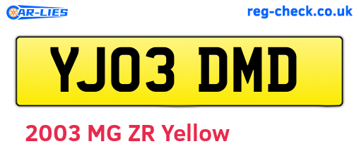 YJ03DMD are the vehicle registration plates.